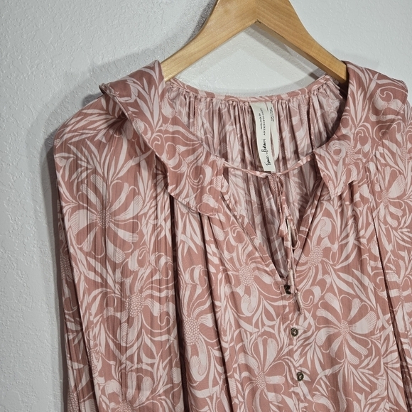 Anthropologie Florence Balducci Large Pink Floral Long Sleeve Blouse NWT - Picture 3 of 10